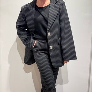 Classic Black Pinstripe Womens Blazer